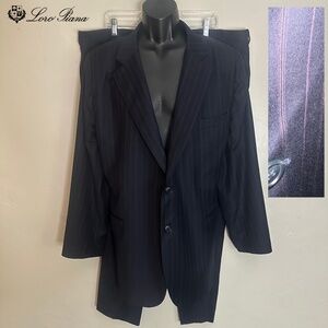 Loro Piana Full Pinstripe Suit 50R Pants 43" waist 28" inseam Made in Italy